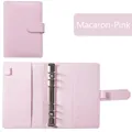 Pink A6 macaron PU leather binder with 6 rings, card slots and magnetic closure - Macaron Pink Shell