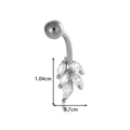 Silver stainless steel navel ring with five marquise-shaped zircon leaf decorations - Silver Leaf Style (0200-9# Silver)