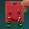 Christmas earrings variant featuring festive bells and candy canes on a display card - Candy Ball Bell (0813)