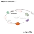 Detail of colorful natural stone beaded bracelet with stainless steel chain and logo tag - Colorful Bracelet (TXE106)