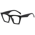 Retro quadratische dicke schwarze Sonnenbrille mit übergroßer Cat-Eye-Form und glänzendem Finish - Glänzendes Schwarz Klare Gläser