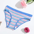 Slip da donna in cotone a costine con strisce colorate ed elastico in vita - Blu