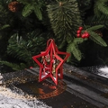 Wooden star ornament with red frame and cartoon bear for Christmas tree decoration - Double-piece Red Pentagram