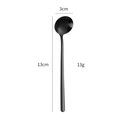 Cuillère à café noire inox 13cm avec tête ronde 3cm pesant 13g sur fond blanc - 13cm / Noir
