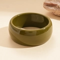 Minimalist olive green acrylic bangle bracelet with a glossy resin finish for women - Green