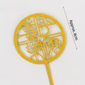 Set of 10 golden acrylic 8cm Chinese style longevity cake toppers for elderly celebrations - Acrylic Peace and Joy 10pcs