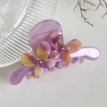 Elegant purple butterfly hair claw clip with crystal flowers and gradient resin finish - 8cm / Purple
