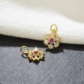 Pendentif flocon de neige doré avec zircone pour création de bijoux DIY et colliers - Rouge