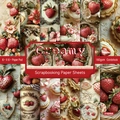 Retro strawberry 6x6 inch scrapbooking paper pad with 160gsm creamy vintage designs - 21020a 24 Sheets