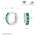 Détail des créoles en argent sterling S925 avec zircons verts et mesures de dimensions - Argent 925 Plaqué Argent - Zircone Verte