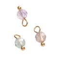 Three faceted 4mm natural stone charms in purple, grey, and blue with gold hoops - Fluorite (4mm)