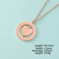 Elegant rose gold spinner necklace with heart pendant and geometric double layer rings - Rose Gold