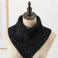 Winter chunky knit neck warmer in black with white speckled texture for women - Black