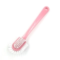 Spazzola per pulizia bagno rosa in plastica con setole bianche fitte e manico - Rosa