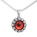 Collar punk vintage con colgante de ojo del diablo y números romanos de acero inox - Colgante Único Circón Rojo / Plata/Rojo
