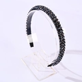 Handmade beaded headband featuring faceted navy blue crystals and gold spacers on a black band - Navy Blue & Gold