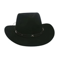 Black faux suede Western cowboy hat featuring silver star metal rivets and leather band - One Size / Black