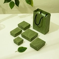 Five-piece green vintage patterned jewelry gift box set with matching paper tote bag - Style 60 Gift Box Set (7*7cm)