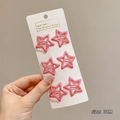Set of six sweet pink star-shaped hair clips 3cm size on white display card - Pink Set - 6 Pcs