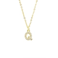 Gold letter Q pendant necklace featuring sparkling white cubic zirconia micro-pave - Letter Q