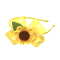 Gelber Haarreif mit gepunkteter Schleife und Sonnenblume für Mädchen - Sonnenblumen-Stirnband
