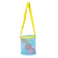Blue mesh shell bag for kids beach toys with yellow strap and colorful play balls - Light Blue Mesh Bucket Yellow Strap / 15*17cm