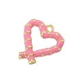 Nahaufnahme vom rosa Herzanhänger mit goldener Kordelstruktur und Emaille-Glanz - Rosa