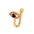 Clip per naso non perforata in oro con pietra nera e zirconi trasparenti lucidi - Stile Malocchio Dorato (A-1271)