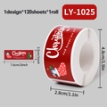 Christmas gift labels roll with cute penguin and sock designs 120 stickers per roll - LY-1025 (Red Illustration)