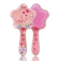Roze stervormige haarborstel met flamingo-print en kleurrijke kraaldecoratie - 05-Hart Flamingo Roze