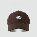 Deep brown cotton baseball cap for large heads with white 3D embroidery detail - WM Script-Coffee