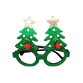 Green glitter Christmas tree party glasses frame with red pom-poms and gold star - Style 32 Green Glitter Five-pointed Star Xmas Tree