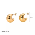 Polished 18k gold plated stainless steel crescent moon stud earrings 2.3cm height - Gold C-Shape (KR168-G)