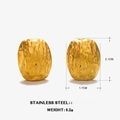 Golden irregular textured stainless steel geometric earrings measuring 2.1cm by 1.7cm - Irregular Rectangular Studs