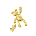Golden teddy bear charm pendant with intricate zircon inlay and double bear design - Teddy Bear