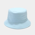 Detailed texture of a sky blue cotton bucket hat with sun protection for outdoor use - One Size / Light Blue