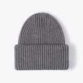 Thick warm dark grey ribbed knit beanie for men and women with wide double cuff - Dark Gray (22B323)