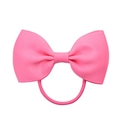 Vibrant pink grosgrain ribbon bow hair tie with durable elastic band for girls - Rose Red