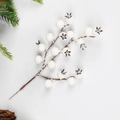 Bevroren witte granaatappel bessen tak voor kerstboomdecoratie en winterse arrangementen - 17-Takken Witte Schuim Besneeuwde Granaatappel