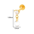 Goldenes F136 Titan Labret Piercing mit Herz und runden Zirkonia-Anhängern - Herzstein mit Rundem Anhänger (T2536-4# Gold) / Gold