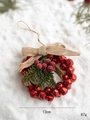 Christmas wreath with red metal bells, pine needles, berries, and burlap bow 13cm - Model C (All Red)