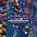 6x6 inch moonlight themed scrapbook paper pad with 12 designs of 160gsm cardstock - R2314a 24 Sheets