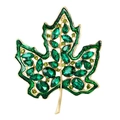 Exquisite golden maple leaf brooch with vibrant green crystals and enamel inlay - Green (YNCP6406)
