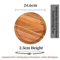 24.6cm acacia wood cake stand with 360-degree rotating base and natural wood grain - 8-inch Medium Acacia Tray (Rotatable)