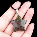 30mm natural star-shaped agate stone pendant on black cord necklace for women - 30mm Dragon Blood Stone