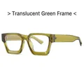 Fashionable blue light blocking glasses with a stylish transparent green square frame - Transparent Olive Green Frame