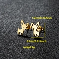 Minimalist golden stainless steel puppy stud earrings for women 1.2cm height - Chihuahua Shape (090 Gold)