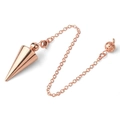 Kegelförmiger Metallpendel-Anhänger in Roségold mit feiner Kette und hohler Kugel - Stil 30