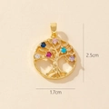 Macro detail of Tree of Life pendant with colorful zircons and 2.5cm size markings - 0370-18 Gold Hollow Colorful Tree of Life Pendant