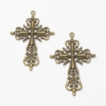 Due ciondoli a croce in lega di zinco bronzo vintage per la creazione di gioielli fai-da-te - Bronzo Antico